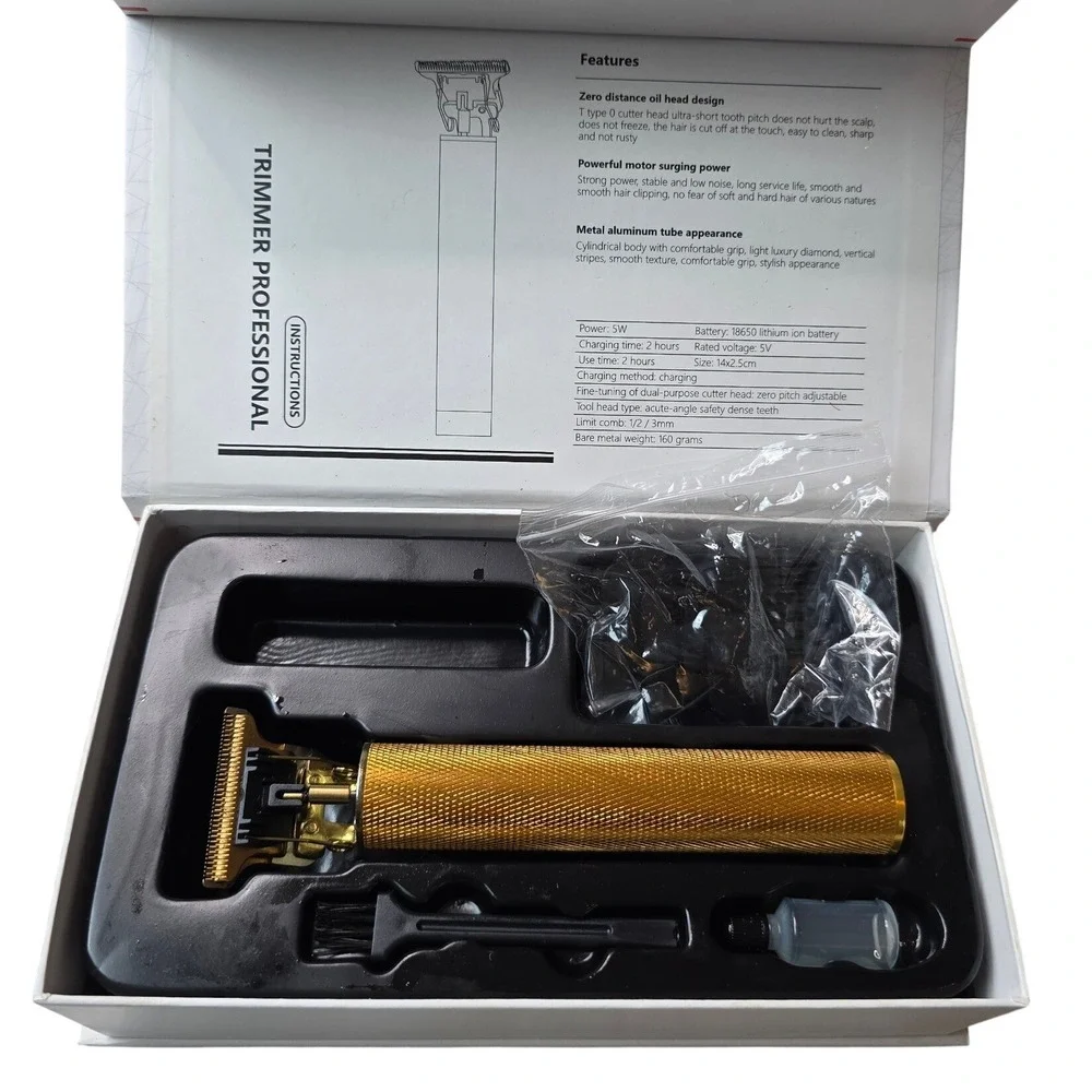 Vintage T9 Professional Trimmer Cordless‎ Hair Clipper Gold USB Rechargeable W2